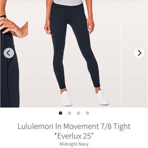Lululemon Athletica Blue Leggings High-Waisted 7/8 Length